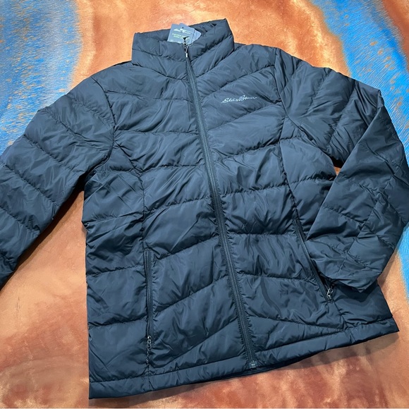 NWT Eddie Bauer Black 650 Fill Down Lightweight Jacket Medium - Picture 1 of 15